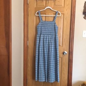 J.Crew smocked sleeveless dress in textured plaid size large